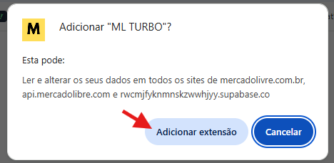 Janela de confirmação do Chrome perguntando se deseja adicionar a extensão